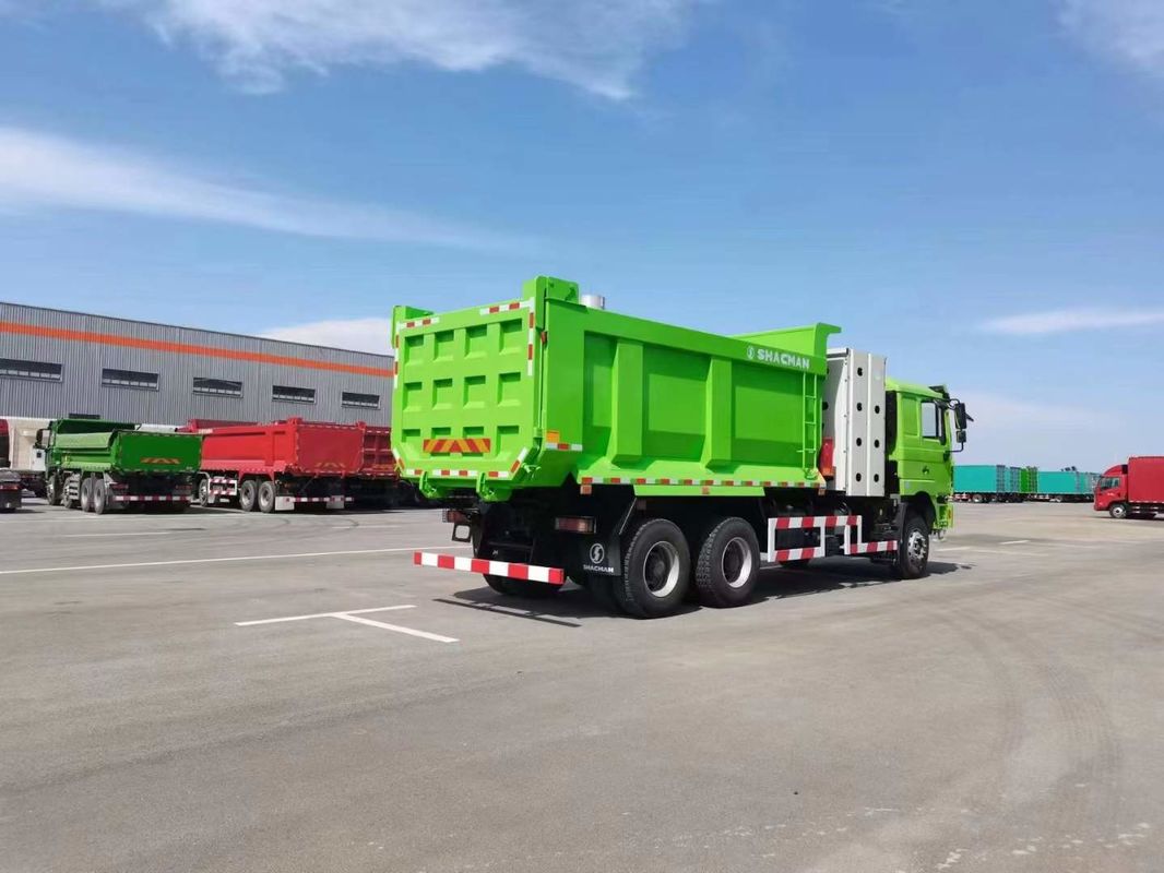 10 Tekerlekli SHACMAN F3000 CNG Çöp Kamyonu 6x4 Euro V WEICHAI-430HP Yeşil İnşaat ve Madencilik için Mükemmel