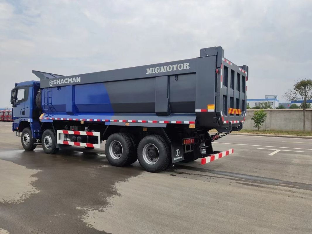 SHACMAN X3000 Çöp Kamyonu 8x4 380hp EuroII Mavi U-kupu Tipper WEICHAI motoru