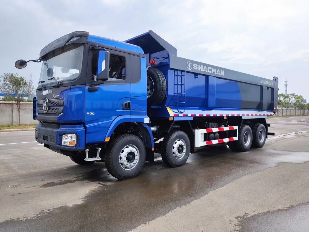 SHACMAN X3000 Çöp Kamyonu 8x4 380hp EuroII Mavi U-kupu Tipper WEICHAI motoru