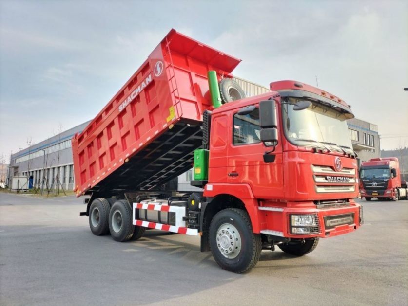 10 Lastik SHACMAN 30t Dump Truck F3000 6x4 380hp EuroII Red Tipper dizel motoru