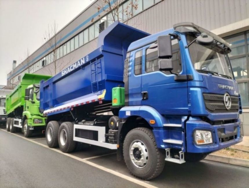 SHACMAN Dump Truck 6x4 H3000 340 EuroII Mavi Kargo kutusu U tipi tipper için