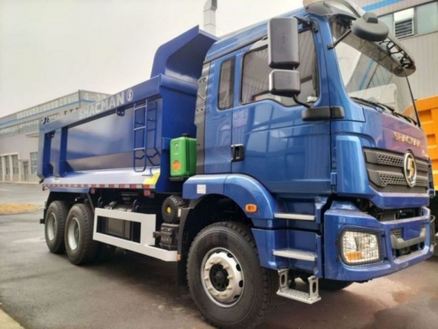 SHACMAN U-Cargo kutusu Dump Truck 6x4 H3000 380 EuroII Blue Tipper Standart kabin 12.00R20 lastikler