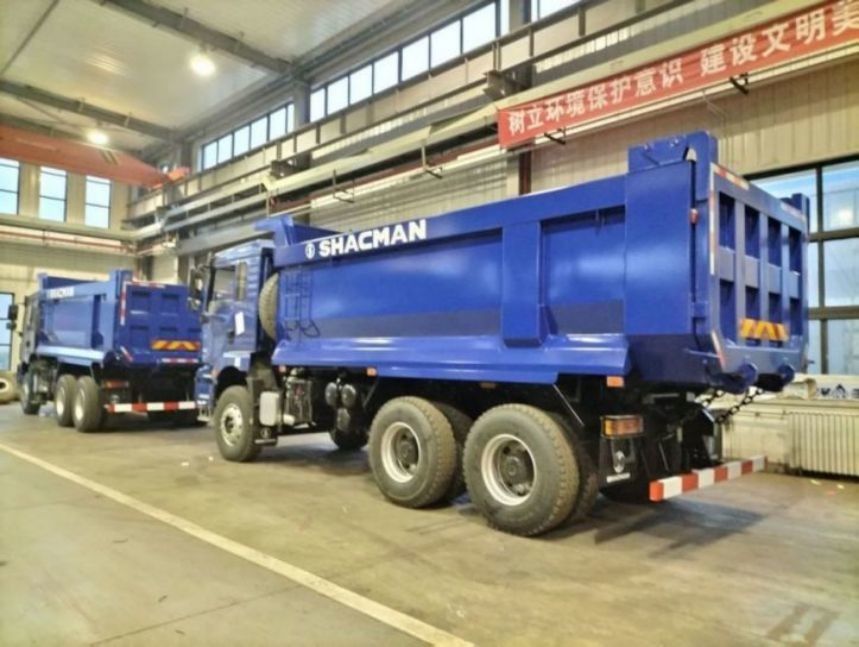 SHACMAN U-Cargo kutusu Dump Truck 6x4 H3000 380 EuroII Blue Tipper Standart kabin 12.00R20 lastikler