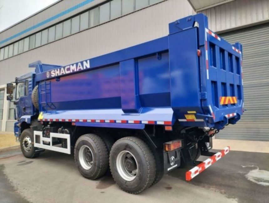 SHACMAN U-Cargo kutusu Dump Truck 6x4 H3000 380 EuroII Blue Tipper Standart kabin 12.00R20 lastikler