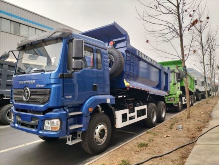 SHACMAN U-Cargo kutusu Dump Truck 6x4 H3000 380 EuroII Blue Tipper Standart kabin 12.00R20 lastikler