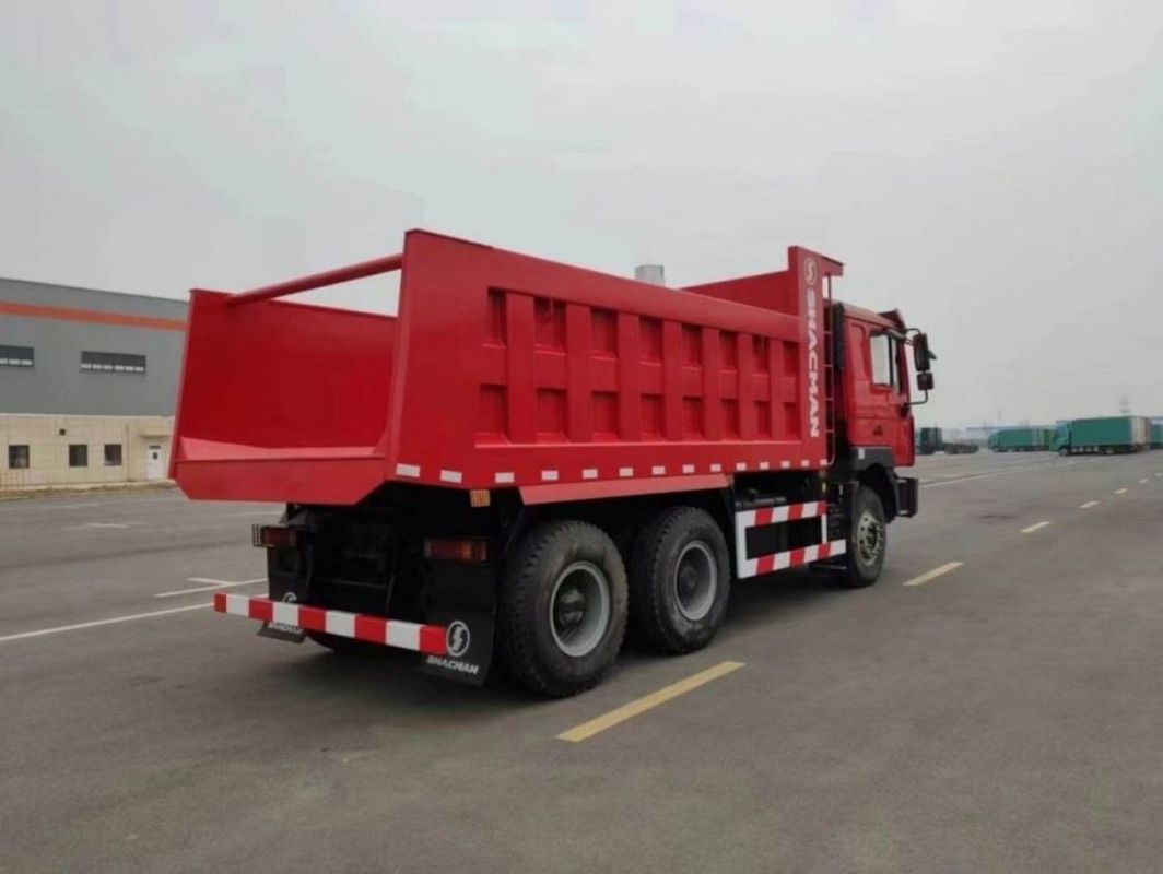 10 Deneme SHACMAN Kırmızı Çöp Kamyonu F3000 Çöp Kamyonu Araç Madencilik için 380HP