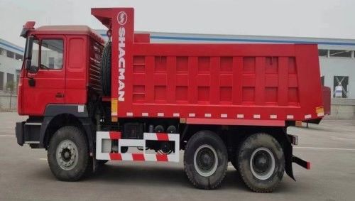 10 Deneme SHACMAN Kırmızı Çöp Kamyonu F3000 Çöp Kamyonu Araç Madencilik için 380HP