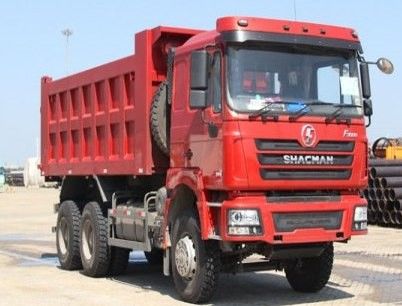 10 Deneme SHACMAN Kırmızı Çöp Kamyonu F3000 Çöp Kamyonu Araç Madencilik için 380HP
