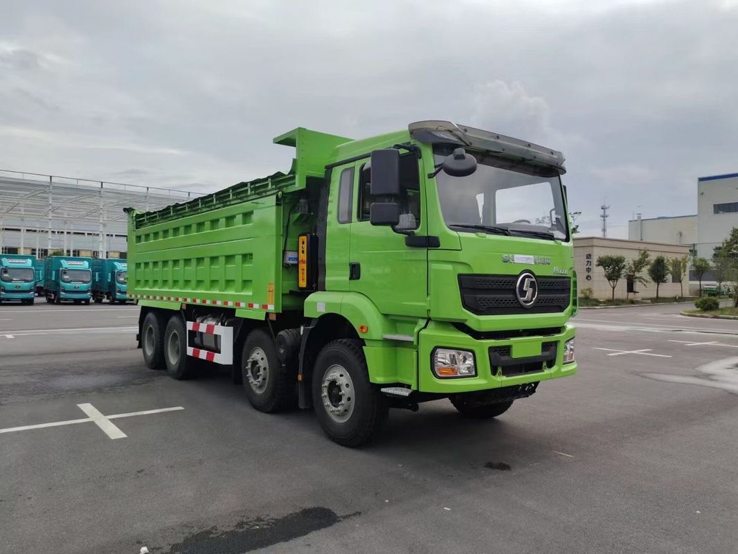 Yeni Ağır Güçlü SHACMAN H3000 Çöp Kamyonu 8x4 375hp EuroV Yeşil 12 Tekerlekli Tipper