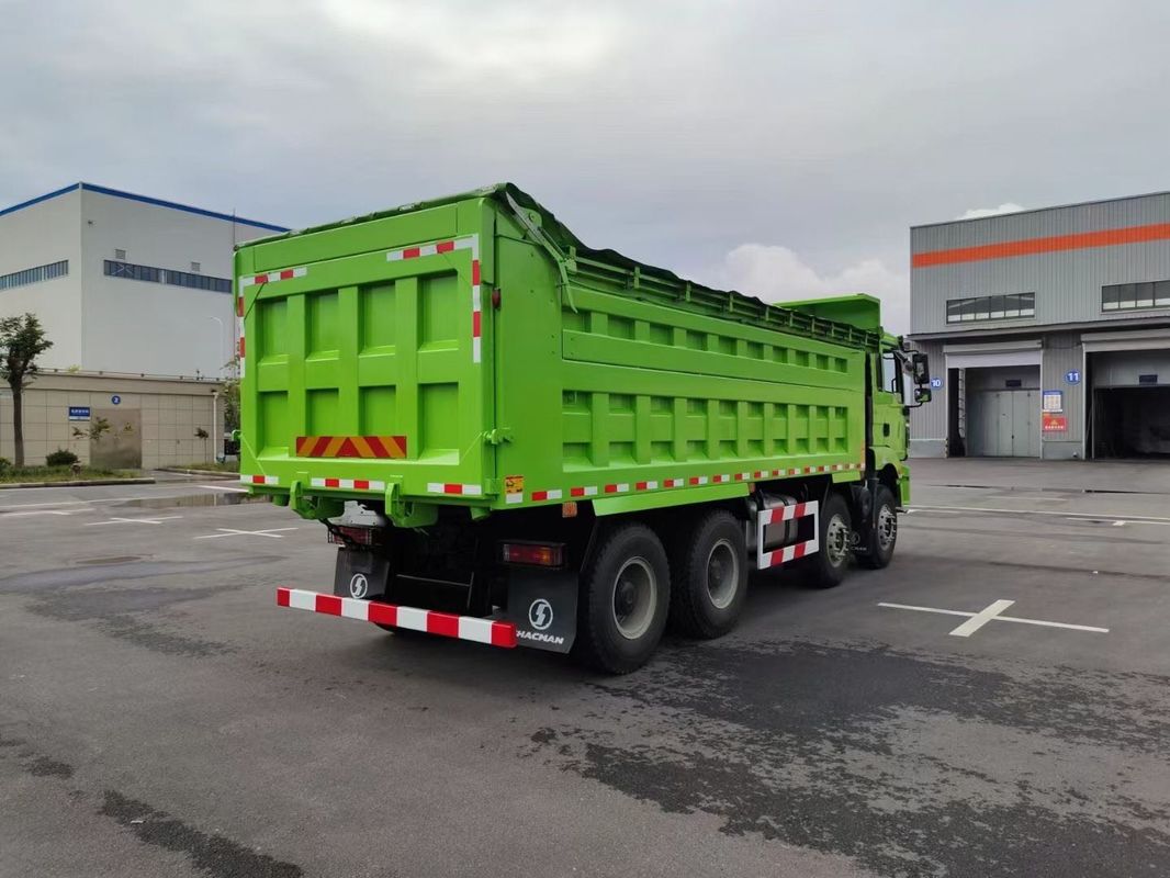 Yeni Ağır Güçlü SHACMAN H3000 Çöp Kamyonu 8x4 375hp EuroV Yeşil 12 Tekerlekli Tipper