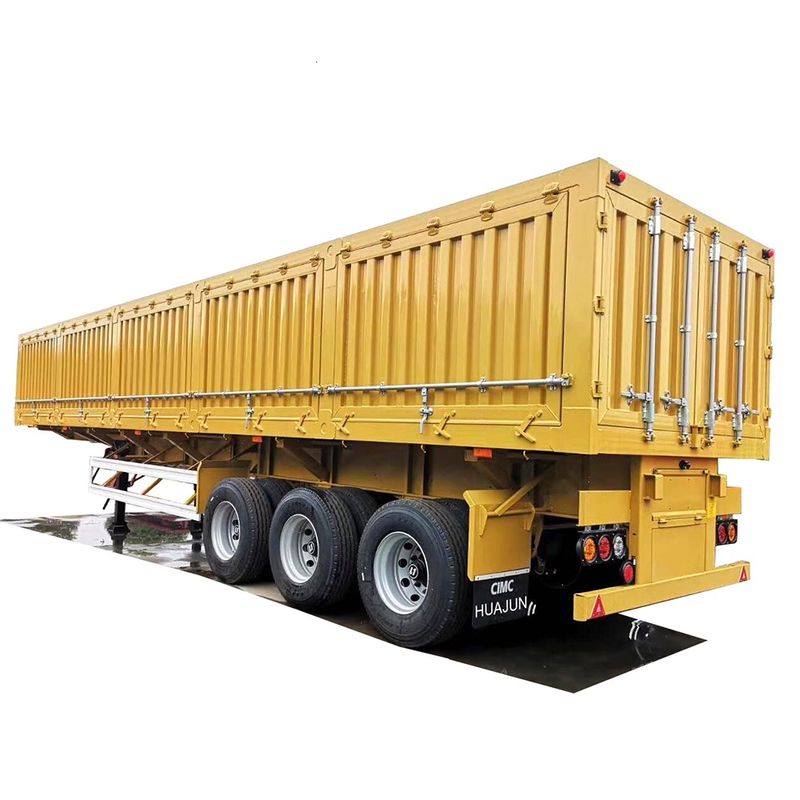 CIMC HUAJUN 3 Axle Side Dump Heavy Duty için 60 tonluk kilitli çubuklu yarı römork